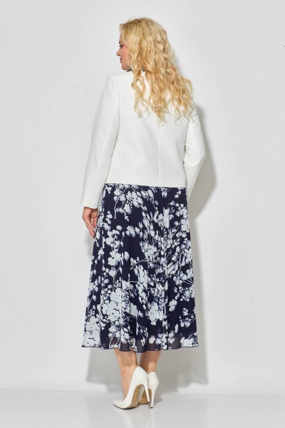 Нарядный женский 3-хпредметный комплект из текстиля Koketka i K 1058 синий+белый - фото 7