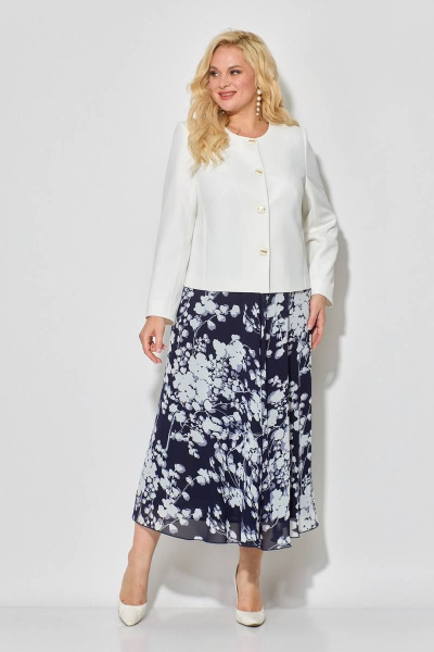 Нарядный женский 3-хпредметный комплект из текстиля Koketka i K 1058 синий+белый - фото 6