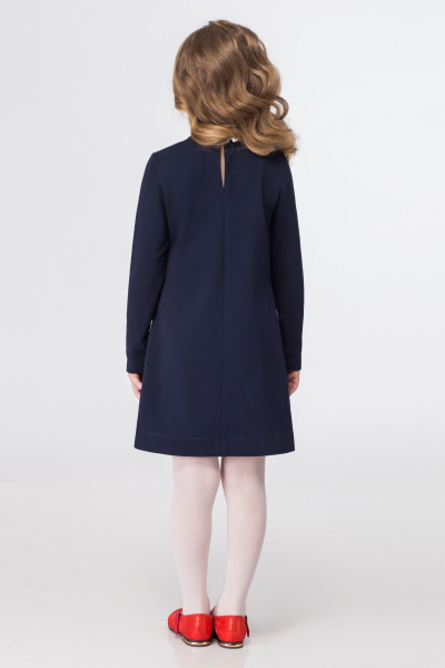 Платье деловое из хлопкового трикотажа с съемным воротником Panda Kids 323780-122 Синий - фото 2