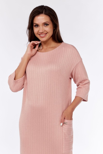 Платье трикотажное с карманами и боковым разрезом Michel chic 2135 пыльная-роза - фото 2