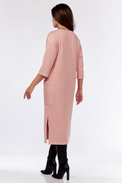 Платье трикотажное с карманами и боковым разрезом Michel chic 2135 пыльная-роза - фото 5