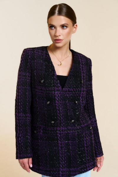 Жакет приталенного силуэта из текстиля на подкладке без воротника DILIA 0780 мультидизайн - фото 3
