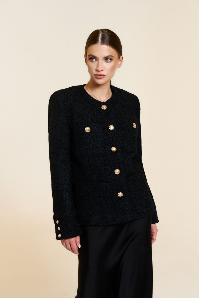 Черный костюм с клетчатым жакетом из текстильной ткани DILIA 0782 черный - фото 3