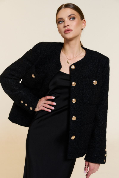 Черный костюм с клетчатым жакетом из текстильной ткани DILIA 0782 черный - фото 1