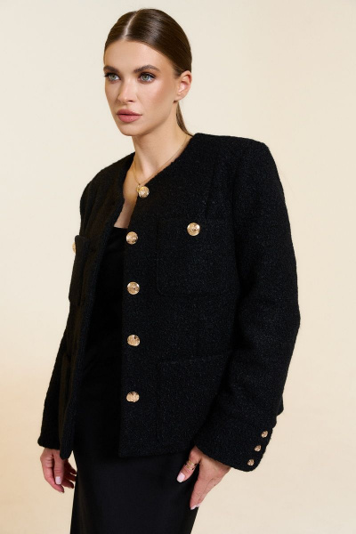 Черный костюм с клетчатым жакетом из текстильной ткани DILIA 0782 черный - фото 2