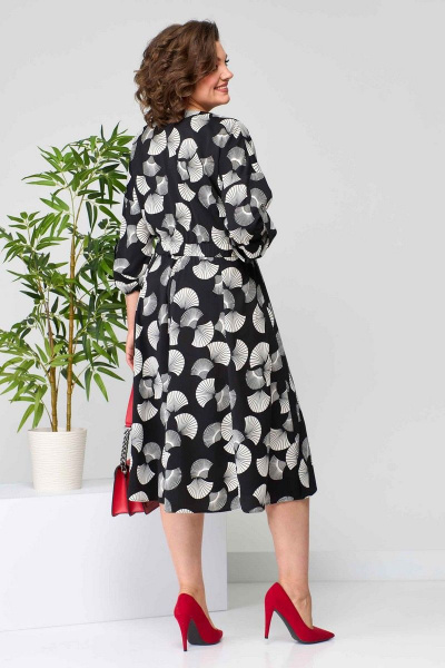 Платье полуприлегающего силуэта из вискозы с поясом и длинным рукавом Асолия 2636 - фото 8