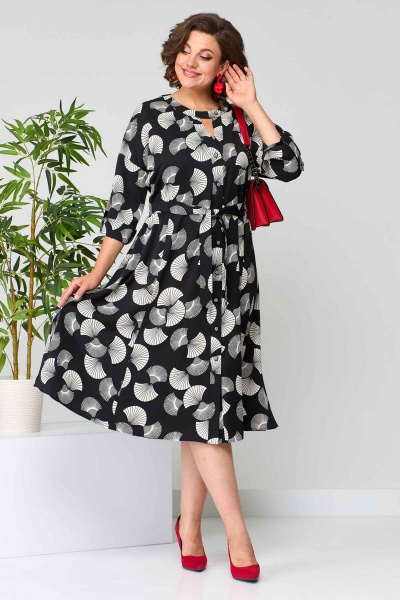 Платье полуприлегающего силуэта из вискозы с поясом и длинным рукавом Асолия 2636 - фото 7