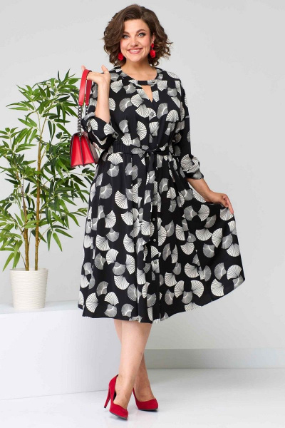 Платье полуприлегающего силуэта из вискозы с поясом и длинным рукавом Асолия 2636 - фото 6