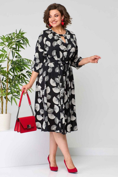 Платье полуприлегающего силуэта из вискозы с поясом и длинным рукавом Асолия 2636 - фото 5