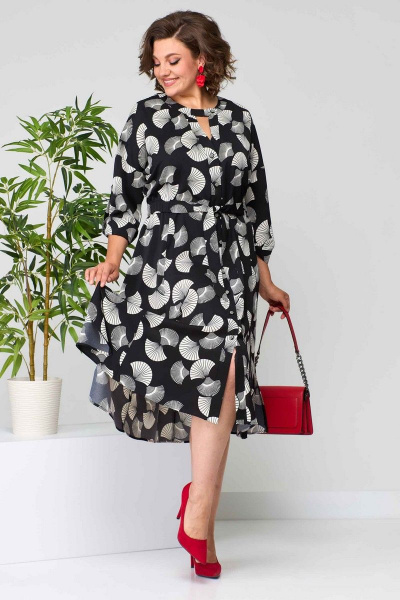 Платье полуприлегающего силуэта из вискозы с поясом и длинным рукавом Асолия 2636 - фото 4