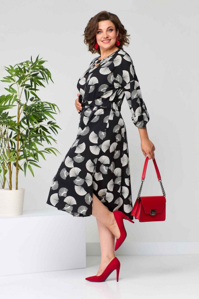 Платье полуприлегающего силуэта из вискозы с поясом и длинным рукавом Асолия 2636 - фото 3