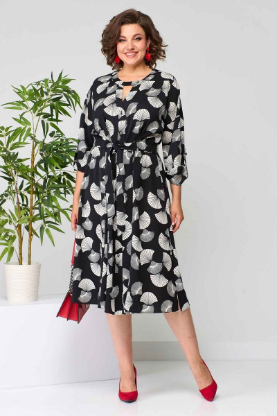 Платье полуприлегающего силуэта из вискозы с поясом и длинным рукавом Асолия 2636 - фото 2