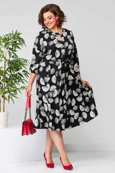 Платье полуприлегающего силуэта из вискозы с поясом и длинным рукавом Асолия 2636 - фото 1