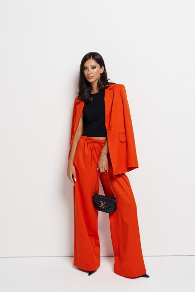 Оранжевые брюки с комфортным поясом и карманами ANNETE A421 - фото 4