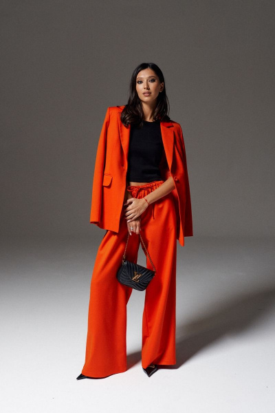 Оранжевые брюки с комфортным поясом и карманами ANNETE A421 - фото 1