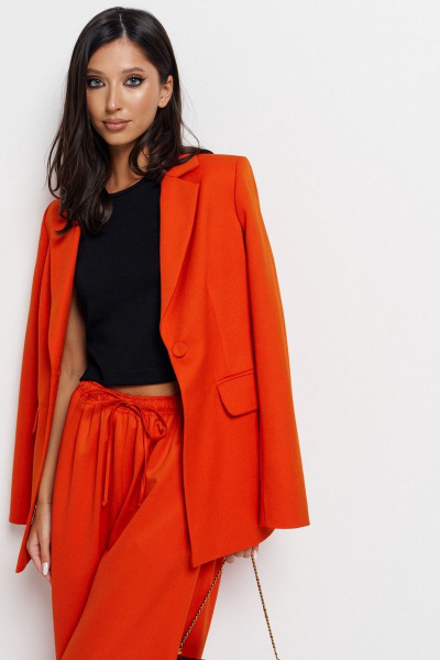 Оранжевые брюки с комфортным поясом и карманами ANNETE A421 - фото 3