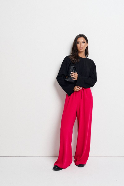 Розовые струящиеся брюки с кулиской и карманами ANNETE A424 - фото 2