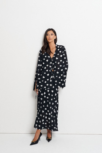 Повседневная юбка с поясом на резинке и сердцами ANNETE A451 - фото 2