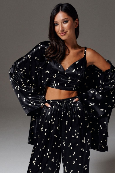 Топ укороченный с минималистичным принтом из вискозы ANNETE A753 - фото 1