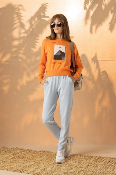 Брюки на эластичной тесьме из трикотажа для повседневной носки Barbara Geratti С1199Н BG серо-голубой - фото 1