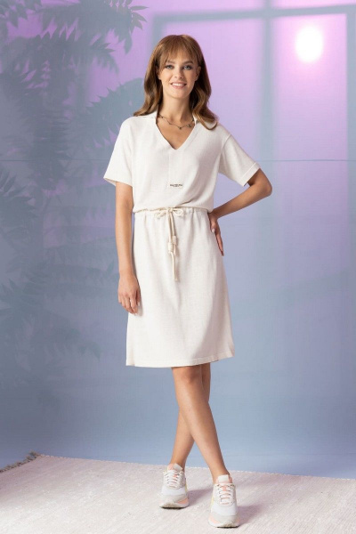 Платье с карманами и разрезами из трикотажа Barbara Geratti С2834BG белый лен - фото 1