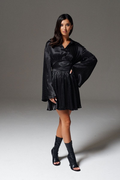 Платье с принтом горох в стиле нарядный из вискозы ANNETE A3428 - фото 3