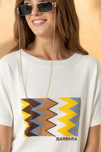 Джемпер с принтом и коротким рукавом из трикотажа Barbara Geratti С4185BG молочн/желт - фото 2