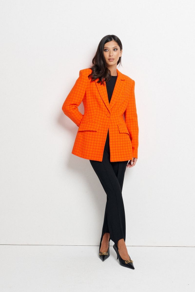 Деловой прилегающий жакет с лацканом из фактурной ткани ANNETE A5179 - фото 5