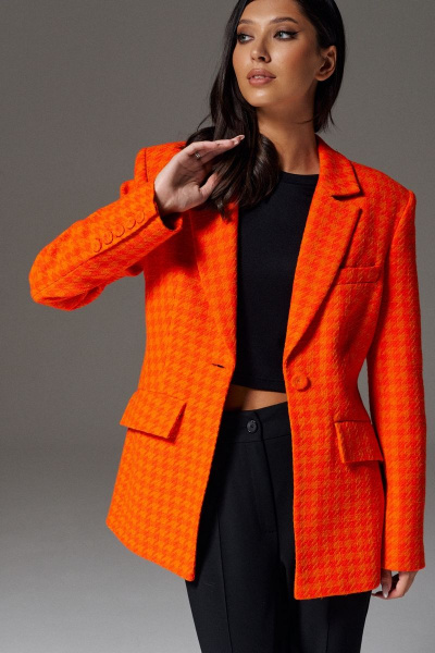 Деловой прилегающий жакет с лацканом из фактурной ткани ANNETE A5179 - фото 4