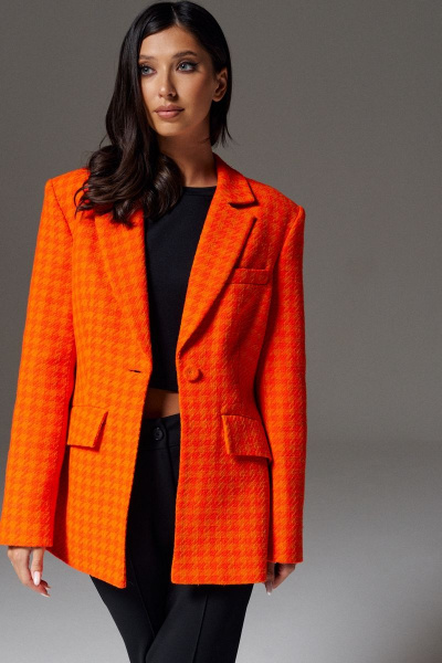 Деловой прилегающий жакет с лацканом из фактурной ткани ANNETE A5179 - фото 3