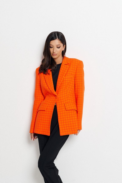 Деловой прилегающий жакет с лацканом из фактурной ткани ANNETE A5179 - фото 1