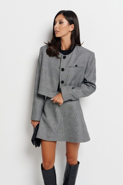 Укороченный жакет в деловом стиле с прорезными карманами ANNETE A5189 - фото 3