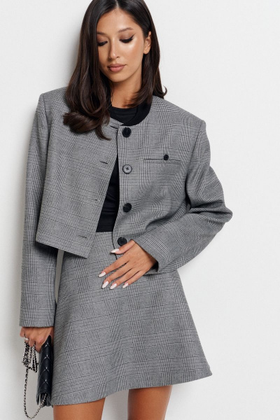 Укороченный жакет в деловом стиле с прорезными карманами ANNETE A5189 - фото 1