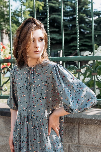 Платье свободного кроя с воланом и завязками из текстиля GlasiO 5884 - фото 3