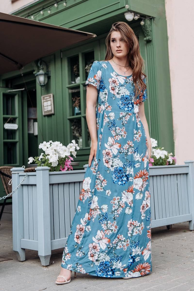 Платье с подрезом и расширенным силуэтом из легкой ткани GlasiO 5887- - фото 1