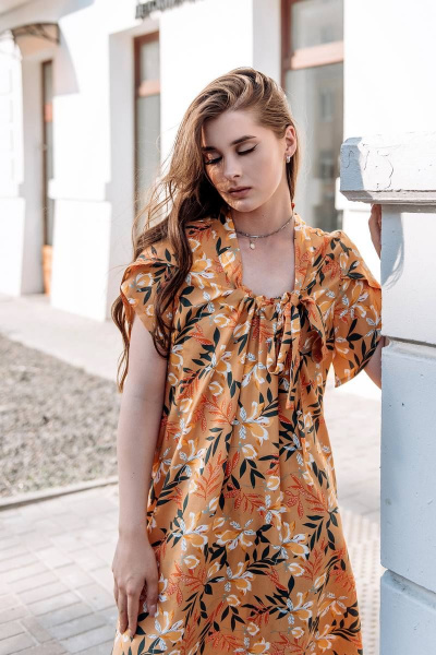 Трапециевое платье с воротником-бант и талевыми вытачками GlasiO 5886- - фото 2