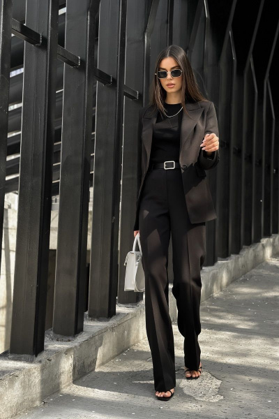 Повседневные черные брюки с карманами и гульфик Allma P-015 черный - фото 1