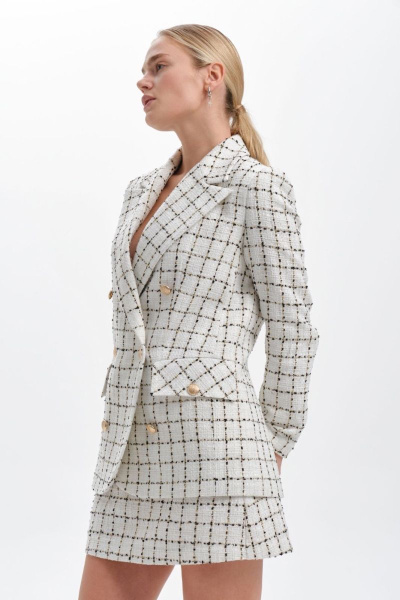 Юбка из твида с средним швом и потайной молнией Allma S-07 белый - фото 3