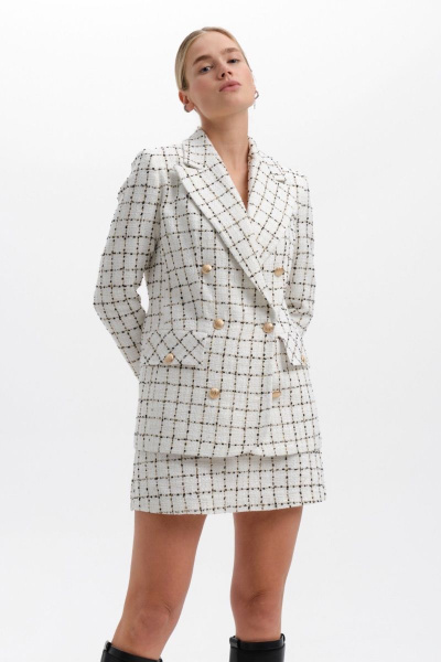 Юбка из твида с средним швом и потайной молнией Allma S-07 белый - фото 1