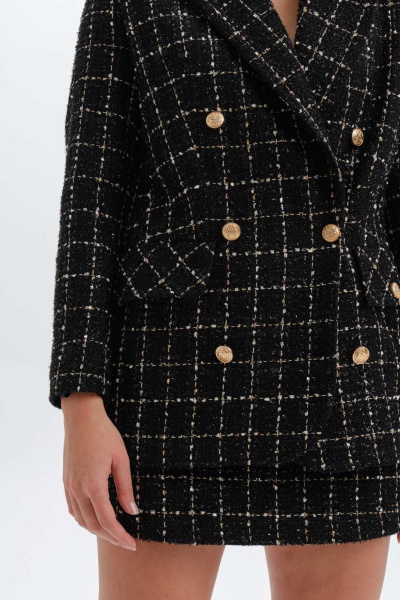 Юбка А-силуэта из твида с потайной застежкой Allma S-07 черный - фото 2