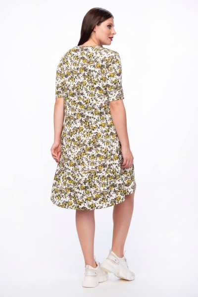 Белое летнее платье из вискозы с воланами Stilville 1822 зеленый - фото 6