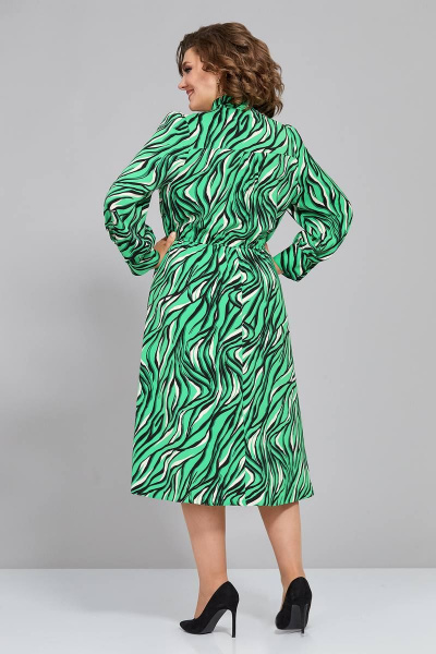 Демисезонное платье с принтом, кокеткой и поясом на резинке Mira Fashion 5283-2 - фото 2