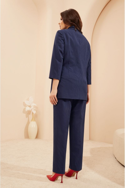 Синий деловой костюм брюки и жакет из текстильной ткани Lissana 4688 - фото 9