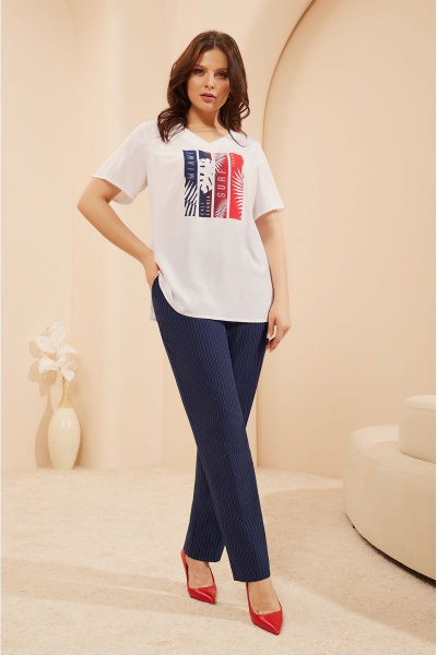 Синий деловой костюм брюки и жакет из текстильной ткани Lissana 4688 - фото 6