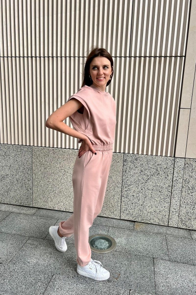 Костюм брюки и джемпер из хлопка, с карманами i3i Fashion 405/1 розовый - фото 4