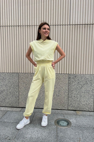 Костюм брюки и джемпер из хлопка, с эластичными вставками i3i Fashion 405/2 желтый - фото 5