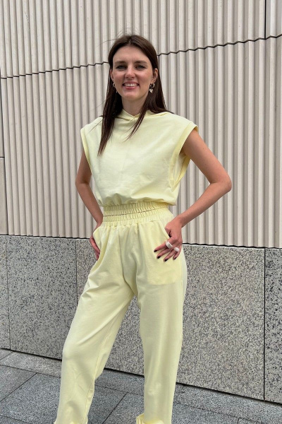 Костюм брюки и джемпер из хлопка, с эластичными вставками i3i Fashion 405/2 желтый - фото 2