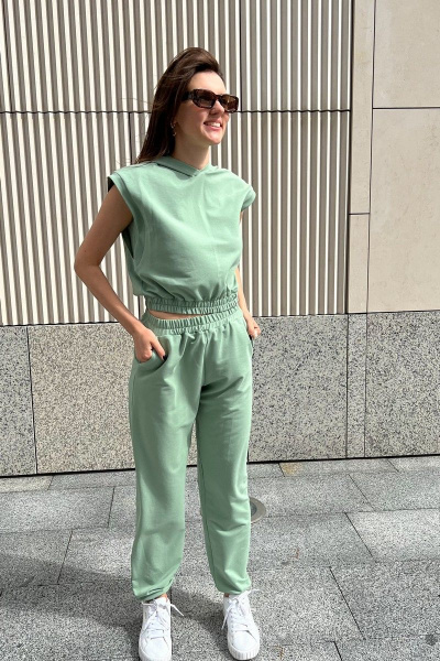 Костюм брюки и джемпер из хлопка, с резинками i3i Fashion 405/3 желтый - фото 1