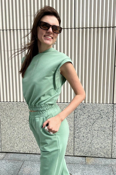 Костюм брюки и джемпер из хлопка, с резинками i3i Fashion 405/3 желтый - фото 2