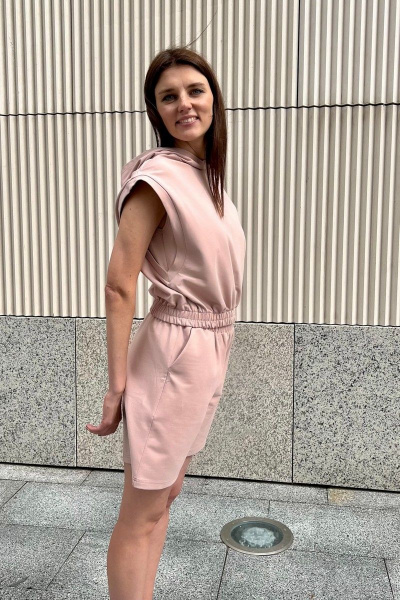 Костюм джемпер и шорты из хлопка, без рукавов i3i Fashion 406/1 розовые - фото 3